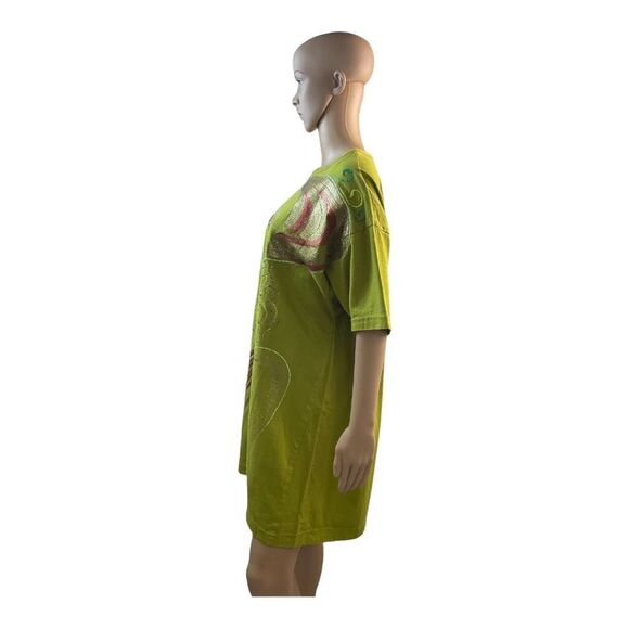 Women’s Vintage Green Handmade Painting T-Shirt Dress Size One Size. - Picture 3 of 14